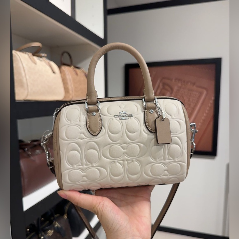 NWT！COACH Mini Rowan Crossbody Bag In Blocked Signature Leather（COACH CY744）